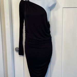 One Shoulder Cocktail Dress Cotton Stretch